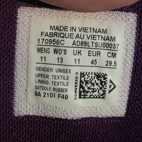 Mens Size 11 - Converse Chuck Taylor All Star High Street MID Purple/Black/White - Picture 9 of 9